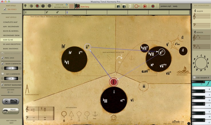 Mapping Tonal Harmony 2-5-1 harmonic progression