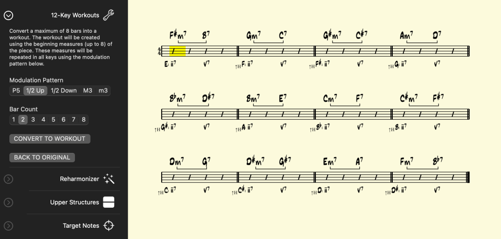 Jazz Practice: How To Create 12-Key Workouts To Practice In Mapping Tonal Harmony Pro 9 iOS. Music App&nbsp;Tutorial.